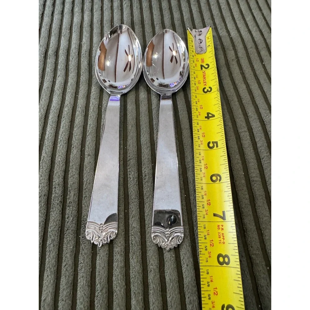 Cunit Made in Denmark Silver Plated Ornate Detail Spoons Set‎ of 2 Vintage